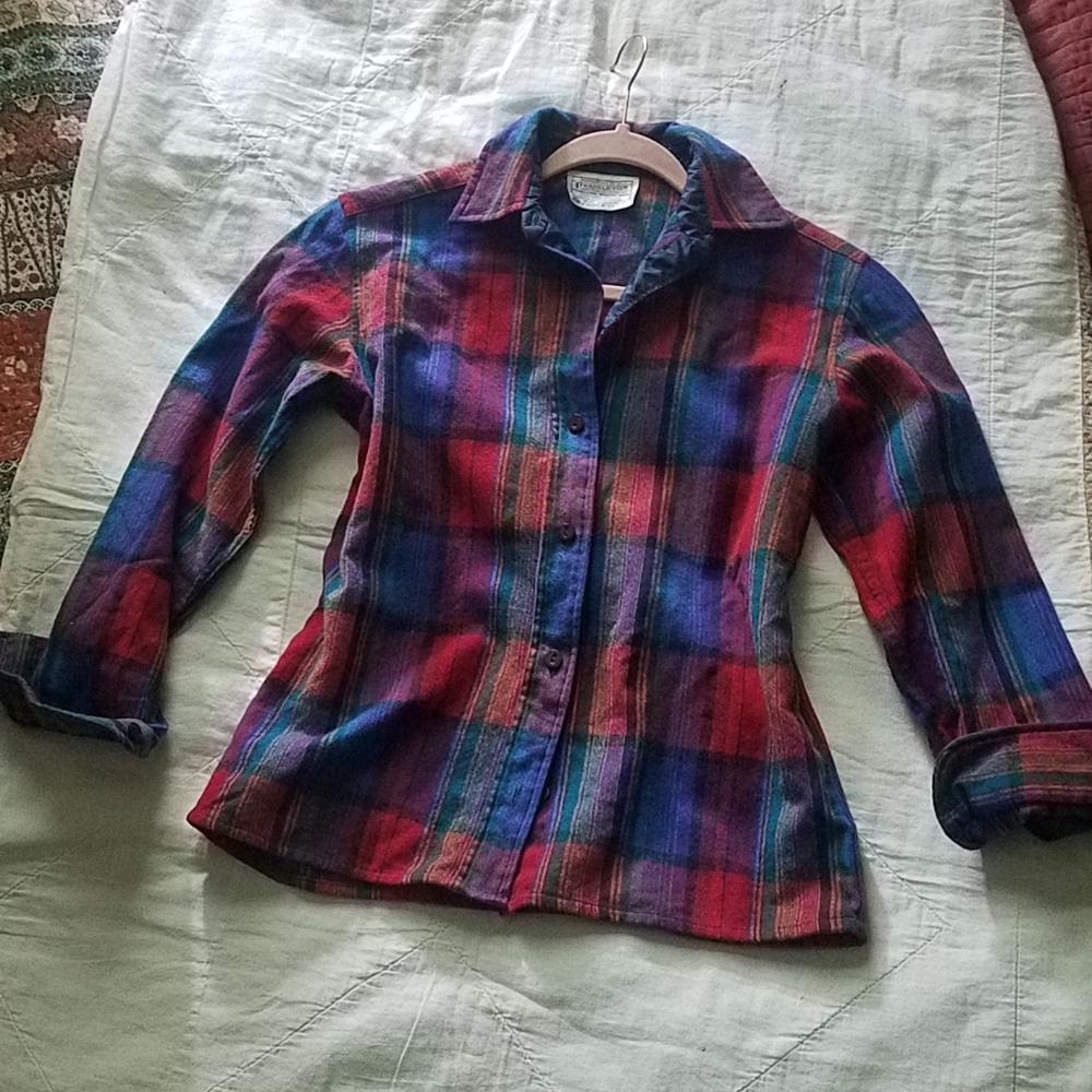 1950s Pendleton Wool Plaid Flannel Button Down Shirt Vintage Unique